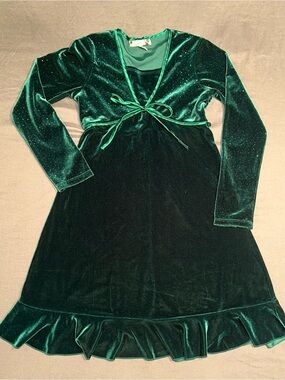 Speechless Girls Emerald Green Velvet Sparkle Holiday Dress